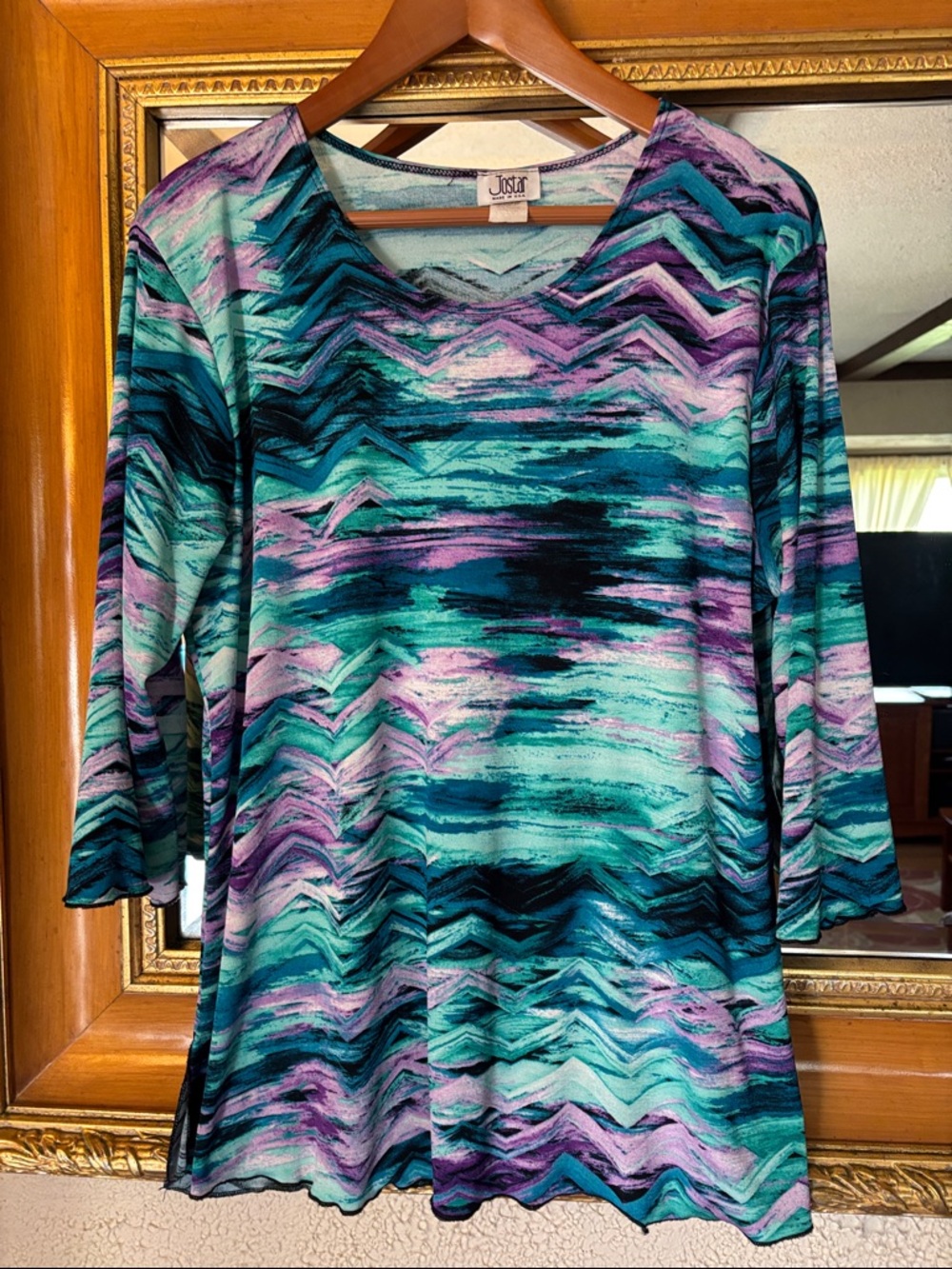 Jostar Blue & Green Chevron Top - Size XL